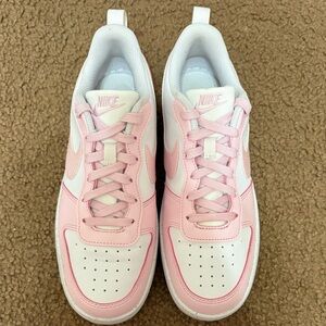 Nike pink and white Court Borough tennis shoes